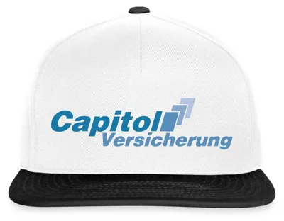 Produktbild von Spreadshirt Stromberg Logo Capitol Versicherung Snapback Cap, One size, Weiß/Schwarz
