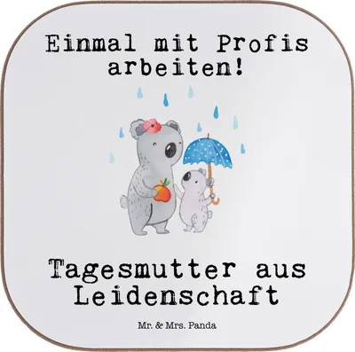 Produktbild von Mr. & Mrs. Panda Tischschoner Tagesmutter Leidenschaft - Weiß - Geschenk, Teeuntersetzer, Untersetzer für Gläser, gläseruntersetzer, Tassen