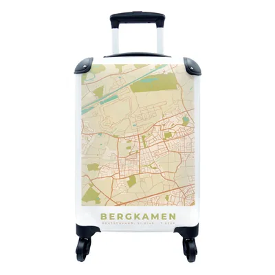 Produktbild von MuchoWow® Koffer Handgepäck Trolley Rollkoffer Kleine Reisekoffer mit 4 Rollen - Bergkamen - Karte - Stadtplan - Vintage - Cabin Size < 55x40x23 cm & 55x40x20 cm - Fotokoffer - Kabinenkoffer - Boardgepäck - Reise-Box - Reisekoffer - Reisegepäck - Koffer mit Bild - Trolley für Kinder