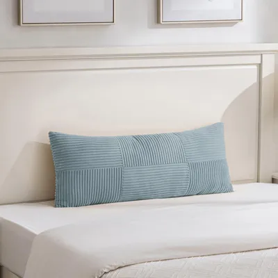 Produktbild von Hellblauer Kissenbezug 40 x 145 cm aus Cord, dekorativer Sofakissenbezug im Boho-Stil für Sofa, Schlafzimmer, Wohnzimmer oder Balkon