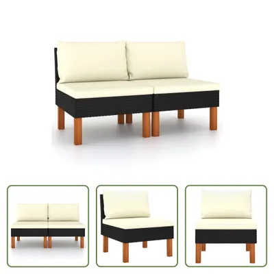 Zdjęcie produktu dla Sofa Living Store Centre 2 szt. Poli rattan i lite drewno eukaliptusowe