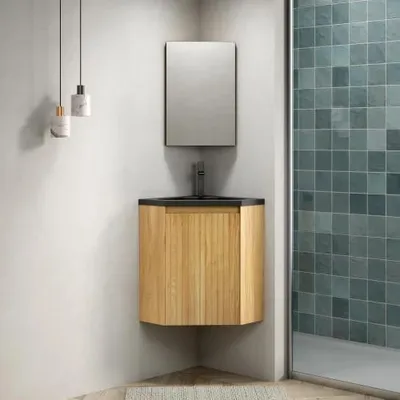 Obrázek produktu pro Koupelnový umyvadlový pult, integrovaná umyvadlová mísa, rohový design, jak je znázorněno