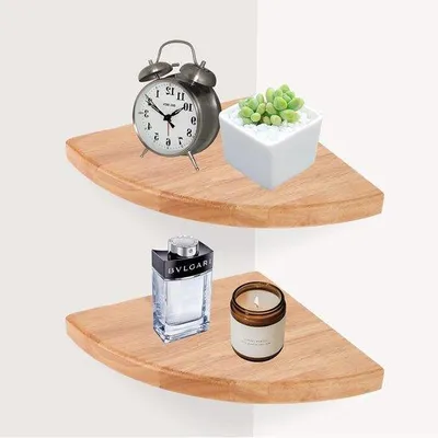 Immagine prodotto di Pannelli angolari sospesi in legno massello da 18 cm - Set da 2 - viti incluse - per camera da letto e soggiorno - mensola da cucina - pannelli paravapore