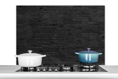 Obrázok produktu pre MuchoWow® Splashback Kuchyňa - Kuchynský backsplash - Ochrana steny pre sporák a drez Kamene - čierne - nástenné 100x65cm Alu-Dibond (alternatíva k
