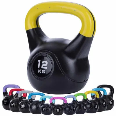 Image de Body & Mind Kettlebell 12 kg – Kettlebell robuste en plastique pour un entraînement de musculation efficace, le CrossFit et des séances d'entraînement intensives de tout le corps