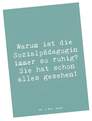 Produktbild von Mr. & Mrs. Panda Postkarte Spruch Sozialpädagogin Ruhe - Meeresbrise - Geschenk, Geschenke für Berufstätige, Postkarten, Jugendhilfe, bildkarte, Ansichtskarte, Grußkarte