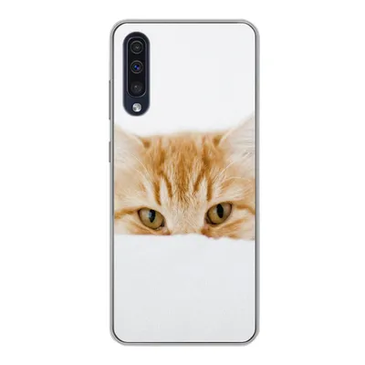 Produktbild von MuchoWow® Handyhülle Schutzhülle Hülle für Samsung Galaxy A30s Katze - Rot - Weiß - Mädchen - Jungen - Kind Silikon Softcase Handy Hülle - Karteninhaber