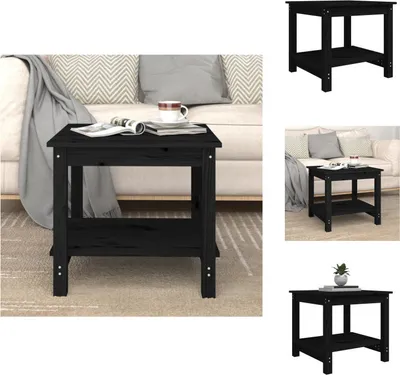 Zdjęcie produktu dla vidaXL Stolik kawowy czarny 50x50x45 cm lite drewno sosnowe - Stoliki kawowe
