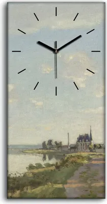Produktbild von Wandbild Leinwand Bilder mit Uhr Geräuschlos 30x60 Die Promenade in Argenteuil - schwarze Hände