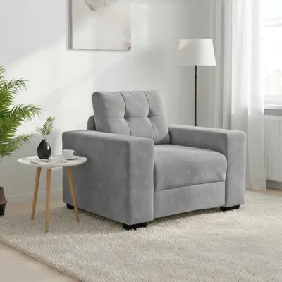 Obrázok produktu pre Kreslo v svetlosivej farbe, potiahnuté zamatom, rozmer 100x78x80 cm