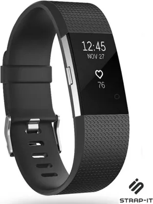 Produktbild von Silikon-Smartwatch-Armband – Passend für Fitbit Charge 2 – Schwarz – Strap-it Uhrenarmband / Armband / Armband – Größe: L