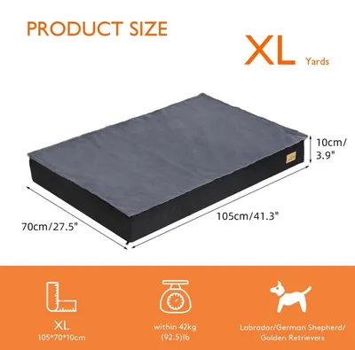 Produktbild von Orthopädisches Hundebett XL - Hundematratze für große Hunde - Boxenauflage - Schaumstoffkern - 100 % Baumwolle - Abnehmbarer waschbarer Bezug - Atmungsaktiv