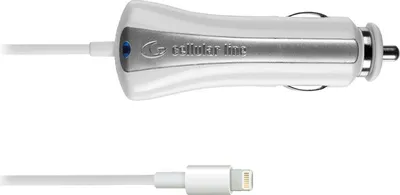 Produktbild von Cellularline Car Charger 5W - Lightning - iPhone and iPod, Auto, Zigarettenanzünder, 1 m, Weiß