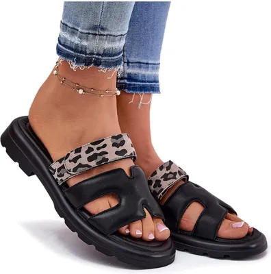 Produktbild von Leder Damen Sandalen Mit Klettverschluss Leopard Vinceza 66769 Schwarz 36
