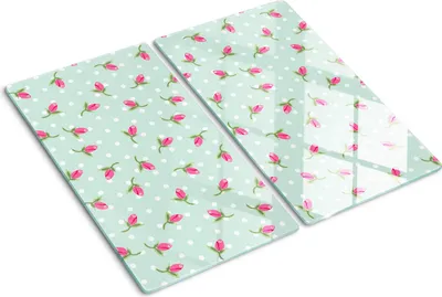 Imagen del producto de Cubierta para placa de cocina – Cubierta para placa de inducción – Placa de protección de vidrio – 2x30x52 cm – Placas de protección de vidrio para cocina – Vidrio templado – Rosas