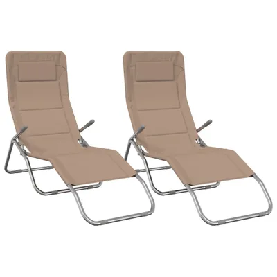 Produktbild von vidaXL Sonnenliegen 2 Stk. Taupe Textilene & Pulverbeschichteter Stahl