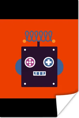 Produktbild von MuchoWow® Poster Roboter - Rot - Gesicht - Formen - Jungen - Kinder 80x120 cm - Papierdruck