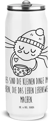 Produktbild von Mr. & Mrs. Panda Trinkflasche Spinne Agathe Kaffee - Weiß - Geschenk, Edelstahlflasche, Weiser Spruch, Edelstahl, Schul, Morgenmuffel, Thermosflasche, Thermoflasche