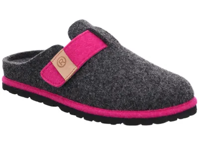 Produktbild von Rohde Damen Pantoffel Filz Hausschuh Klettverschluss Wechselfußbett D.Meran 6812, Größe:40 EU, Farbe:Schwarz