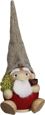 Produktbild von Seiffener Volkskunst - Kugelräucherfigur Waldzwerg Weihnachtsmann - Größe ca. 19cm, für Räucherkerzen Größe M (Standard) - 19035