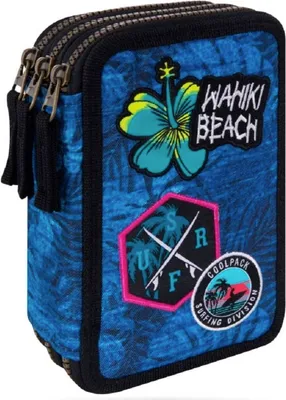 Produktbild von COOLPACK XXL Federtasche Federmappe Federmäppchen 44-teilig mit Aufnäher gefüllte Schüleretui 3-stöckig 20 x 13,5 x 7 cm inkl. Hausaufgabenheft