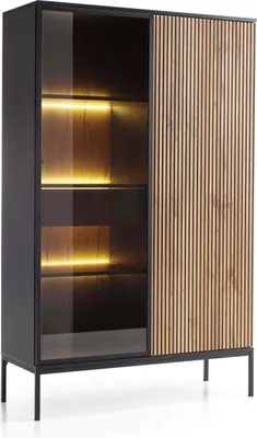 Obrázek produktu pro FURNLUX Vitrína Sento černá 104 cm / Hlavní barva: hnědá / Rozměry: 104 x 166 x 39 cm