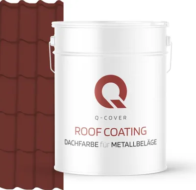 Produktbild von Dachfarbe Metall 10L Halbmatt Oxidrot RAL 3009, wetterfest, UV- & rostbeständig Q-COVER