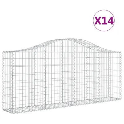 Produktbild von Gabionen mit Hochbogen 14 Stk. 200x30x80/100cm Verzinktes Eisen
