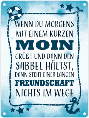 Produktbild von Metallschild in 15x20 cm mit lustigem Spruch zu Freundschaft - Moin