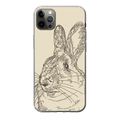 Produktbild von MuchoWow® Handyhülle Schutzhülle Hülle für iPhone 12 Pro Max Vintage-Illustration eines Kaninchens Silikon Softcase Handy Hülle - Hartschale