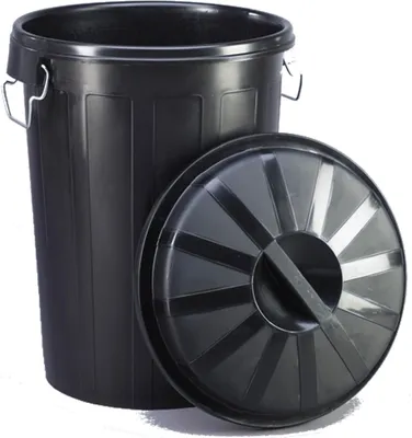 Image de Poubelle universelle avec couvercle, ronde, 95 l, noir