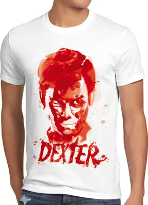 Produktbild von style3 Dexter Blutspur T-Shirt Herren serie mord morgan trinity serienkiller, Größe:4XL, Farbe:Weiß