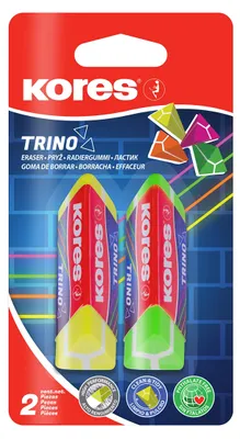 Productafbeelding van Kores® 40523 Kores® Radiergummis für Bleistifte Triangularer farbsortiert, 2 St.