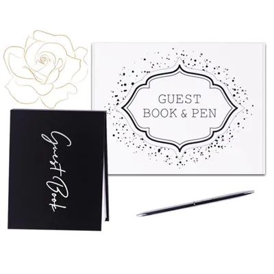 Obrázek produktu pro Elegantes Hochzeitsgaestebuch-Set, inkl. Stift und Gaeste-Anmeldekarte, 100 Seiten, fuer Verlobungen/Partys/Babypartys/Jubilaeen/Geburtstage/Brautpartys/Abschlussfeiern/Beerdigungen/Hotelveranstaltungen