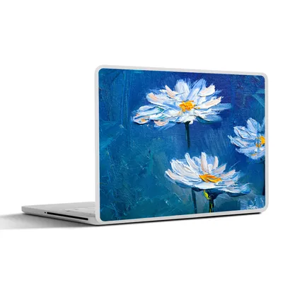 Produktbild von MuchoWow® Laptop Aufkleber Sticker Cover Gemälde - Ölfarbe - Blumen - Blau 30x22 cm - Laptop-Sticker