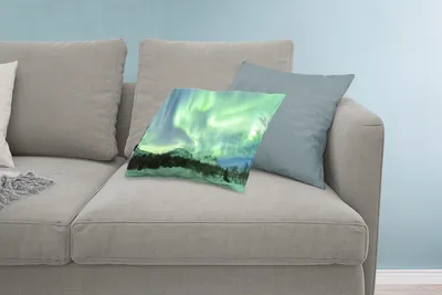 Produktbild von MuchoWow® Zierkissen Sofakissen Wohnzimmer Dekokissen 60x40 cm Nordlichter - Schnee - Berg - Norwegen - Kopfkissen - Polster mit Foto
