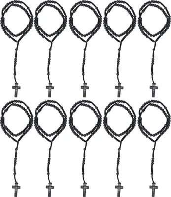 Image de 10pcs Chapelet en bois Jésus Impress