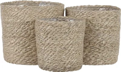 Obrázek produktu pro Mica Decorations Koš na rostliny Atlantic - sada 3 kusů - V16 x Ø16 cm - mořská tráva - krémová barva