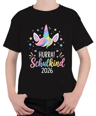Immagine prodotto di Maglietta per la prima elementare 2026, con unicorno, per bambine, per il primo giorno di scuola, colore nero, taglia 104