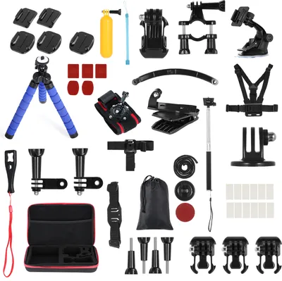 Produktbild von Andoer 50-in-1 Actionkamera-Zubehoerset Sportkamera-Zubehoerset Ersatz fuer GoPro Hero 10 9 8 Max 7 6 5 Insta360 Xiaomi YI Actionkameras mit Tragetasche