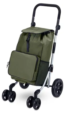Produktbild von Packaway 4-rädriger Einkaufswagen – Deluxe-Einkaufswagen mit Kühlfach und verstellbarem Griff – 60 Liter – grün