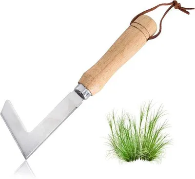 Produktbild von Handmatige Voegenkrabber mit Holzgriff und Edelstahlmesserset - Tuinreiniger für Unkraut - Handbetriebener Unkrautentferner