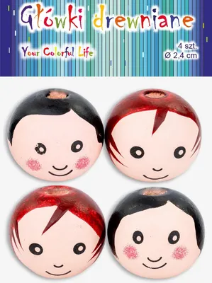 Immagine prodotto di Perline di legno SMILING FACES 2 5cm 4pz.