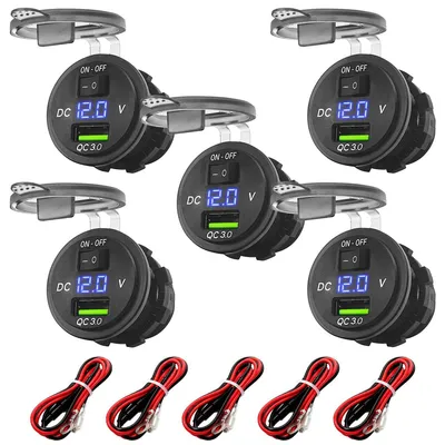 Produktbild von ProRide 12V USB Einbau - 1x USB 5V/2,4A - Voltmeter - Blau - 5 Stück