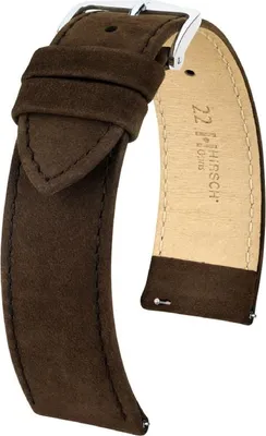 Produktbild von Hirsch Osiris Nubuk Dunkelbraunes Kalblederarmband 22 mm 03433010-2-22