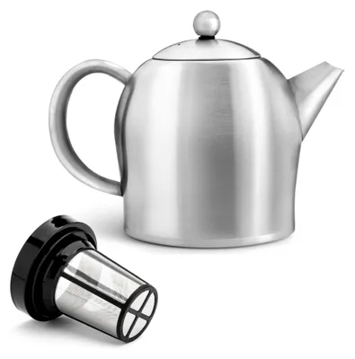 Produktbild von Teekanne 1,0 Liter - doppelwandig aus Edelstahl mit Tee-Filter-Sieb für losen Tee