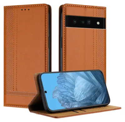 Obrázek produktu pro Pouzdro pro Google Pixel 6 Pro kožené flipové pouzdro s funkcí stojánku Hnědý