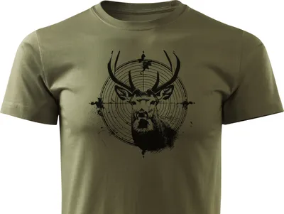 Produktbild von HUNT G-61 T-shirt Jäger Herren Baumwolle - Grün, Hirsch im Fadenkreuz - L