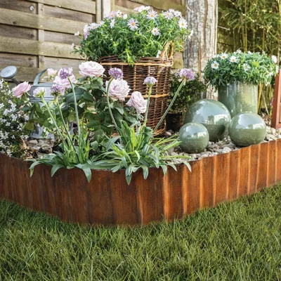 Produktbild von Beeteinfassung "Rost" aus Metall, 500x14 cm, Beetbegrenzung 5 m lang, Beetumrandung, Rasenkante für Beet & Garten