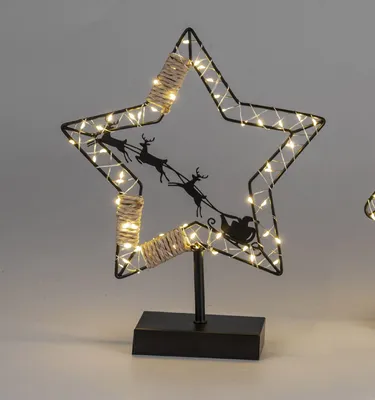 Produktbild von LED Dekoobjekt Stern Santa mit Schlitten H. 30cm schwarz aus Metall Formano W25